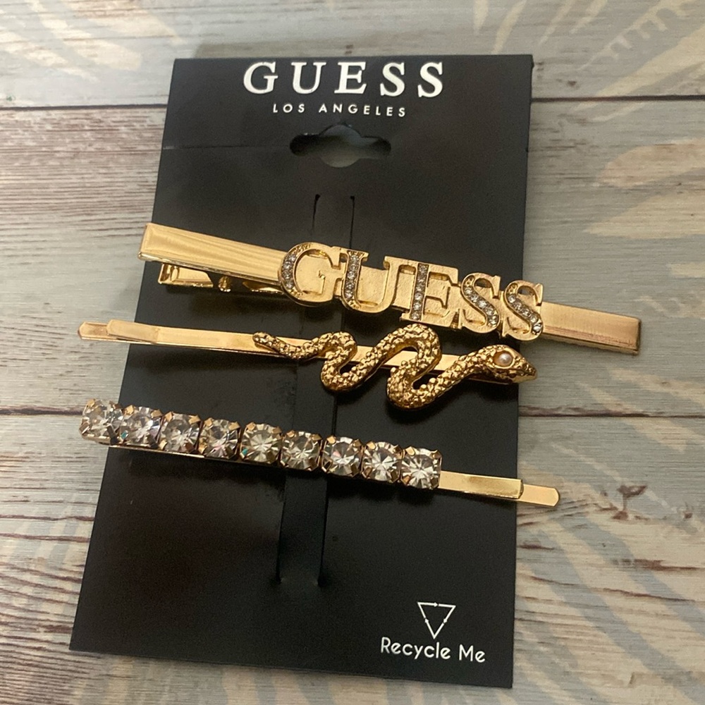 Guess gold tone set of 3 hair clips